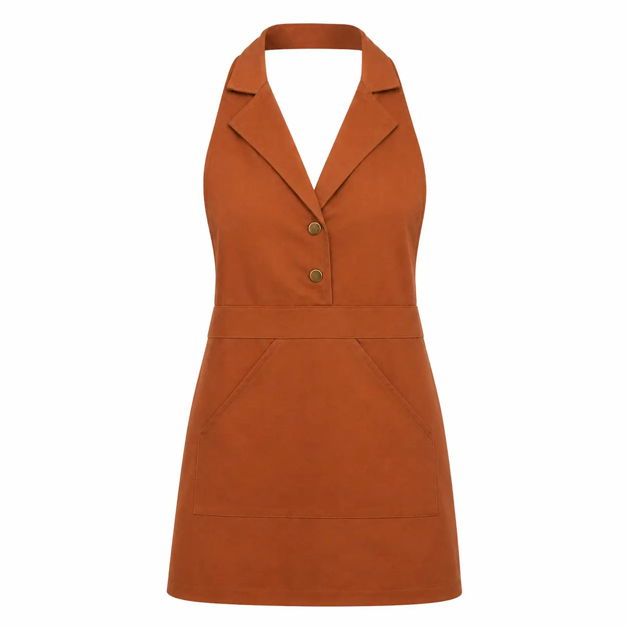 Tablier Professionnel marron claire de Cuisine à Col Tailleur – Style Chef Traiteur