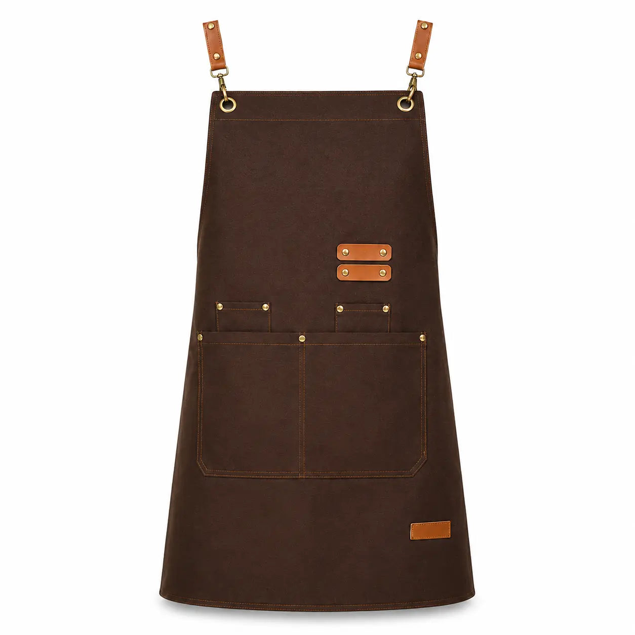 Tablier Professionnel marron en Toile Canvas avec Sangles Simili Cuir – Style Chef & Barista